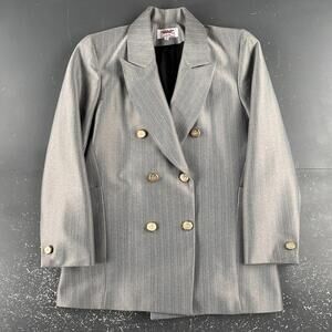 VTG Pagano West Blazer Womens 8 Silver Double Breasted Gold Button NWT USA